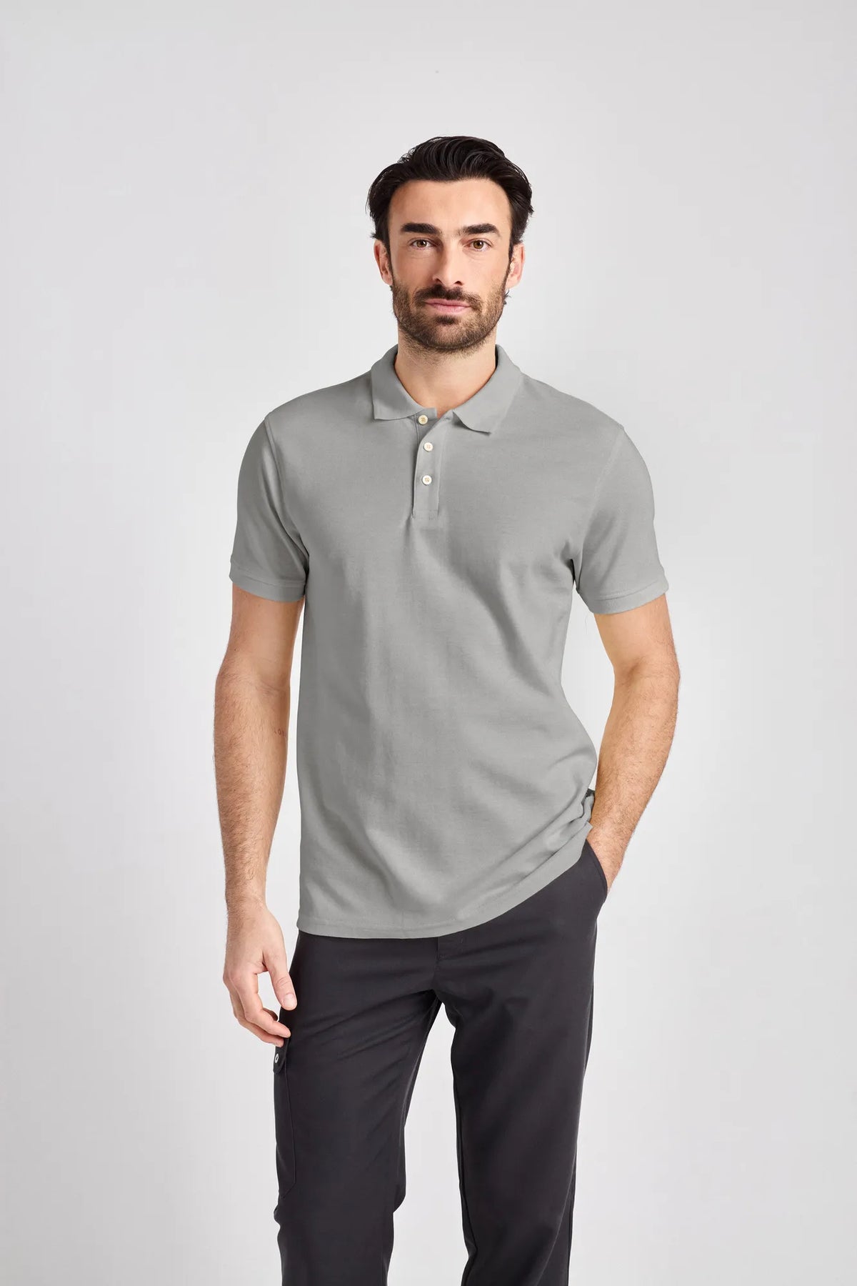 Poloshirt Iseo Man mit Strickkragen – silbergrau – Farbcode 1016 – Bild 1