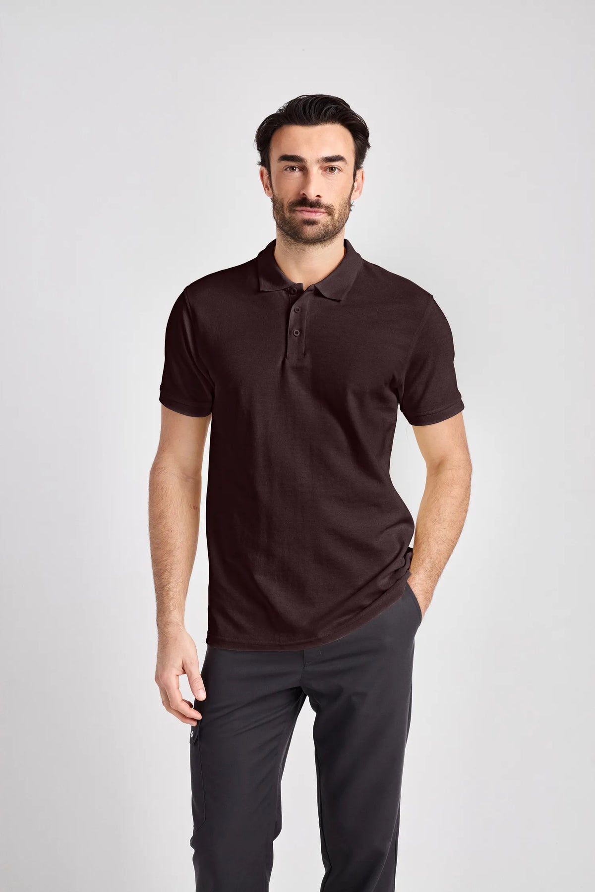 Poloshirt Iseo Man mit Strickkragen – chocolate – Farbcode 3005 – Bild 1