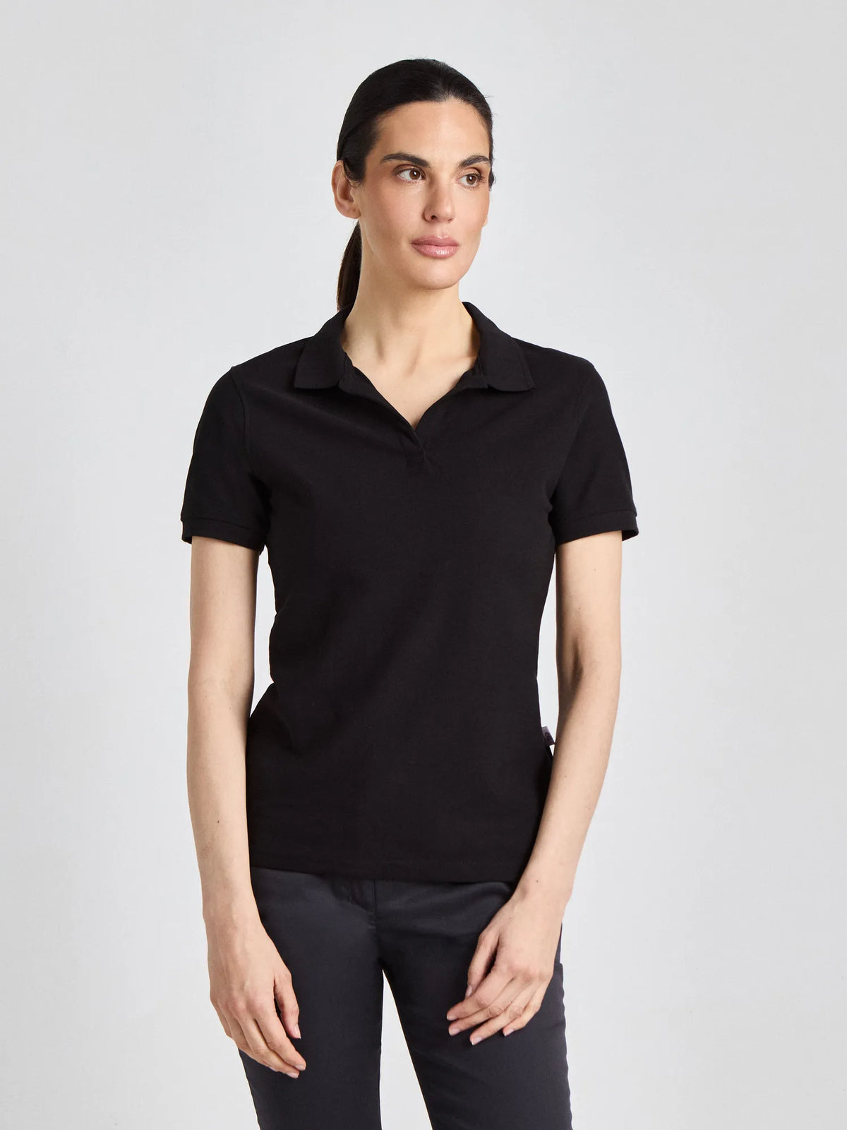Poloshirt Susa Lady mit offener Knopfleiste – schwarz – Farbcode 1011 – Bild 1