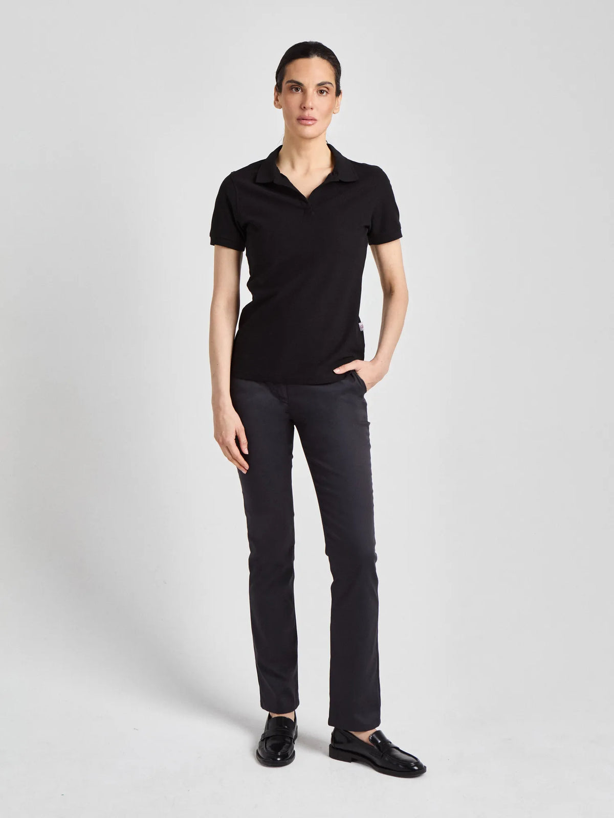 Poloshirt Susa Lady mit offener Knopfleiste – schwarz – Farbcode 1011 – Bild 3