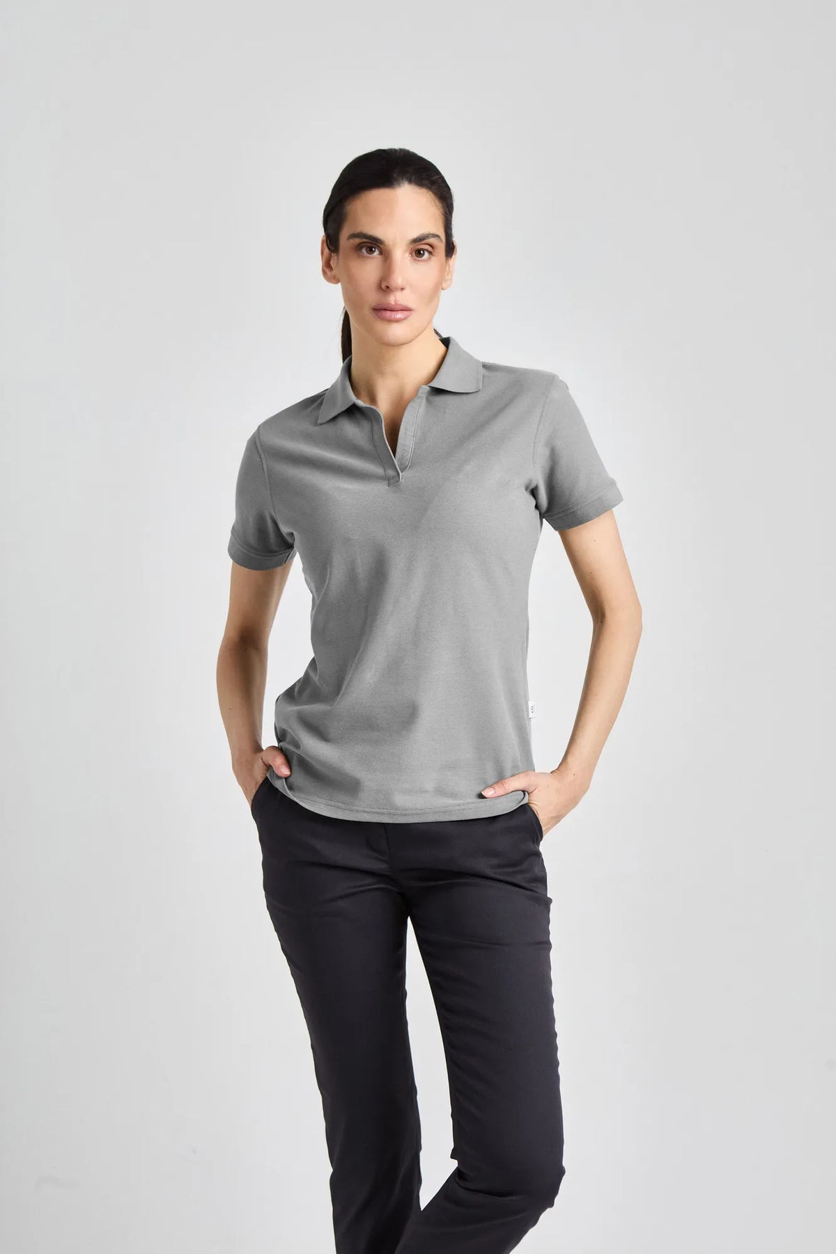 Poloshirt Susa Lady mit offener Knopfleiste – silbergrau – Farbcode 1016 – Bild 1