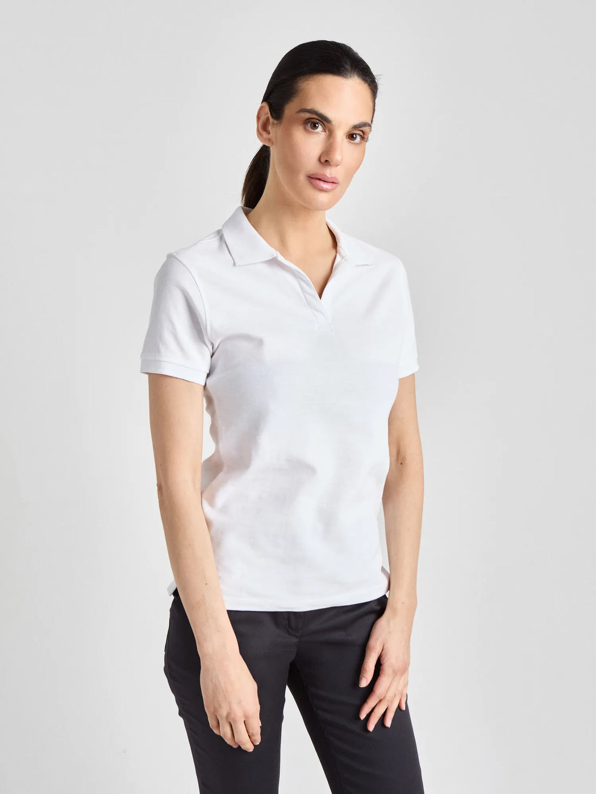 Poloshirt Susa Lady mit offener Knopfleiste – weiß – Farbcode 2000 – Bild 1