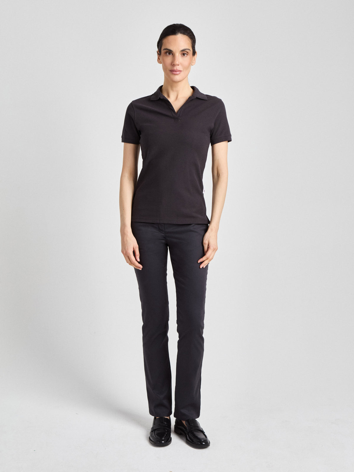 Poloshirt Susa Lady mit offener Knopfleiste – chocolate – Farbcode 3005 – Bild 3