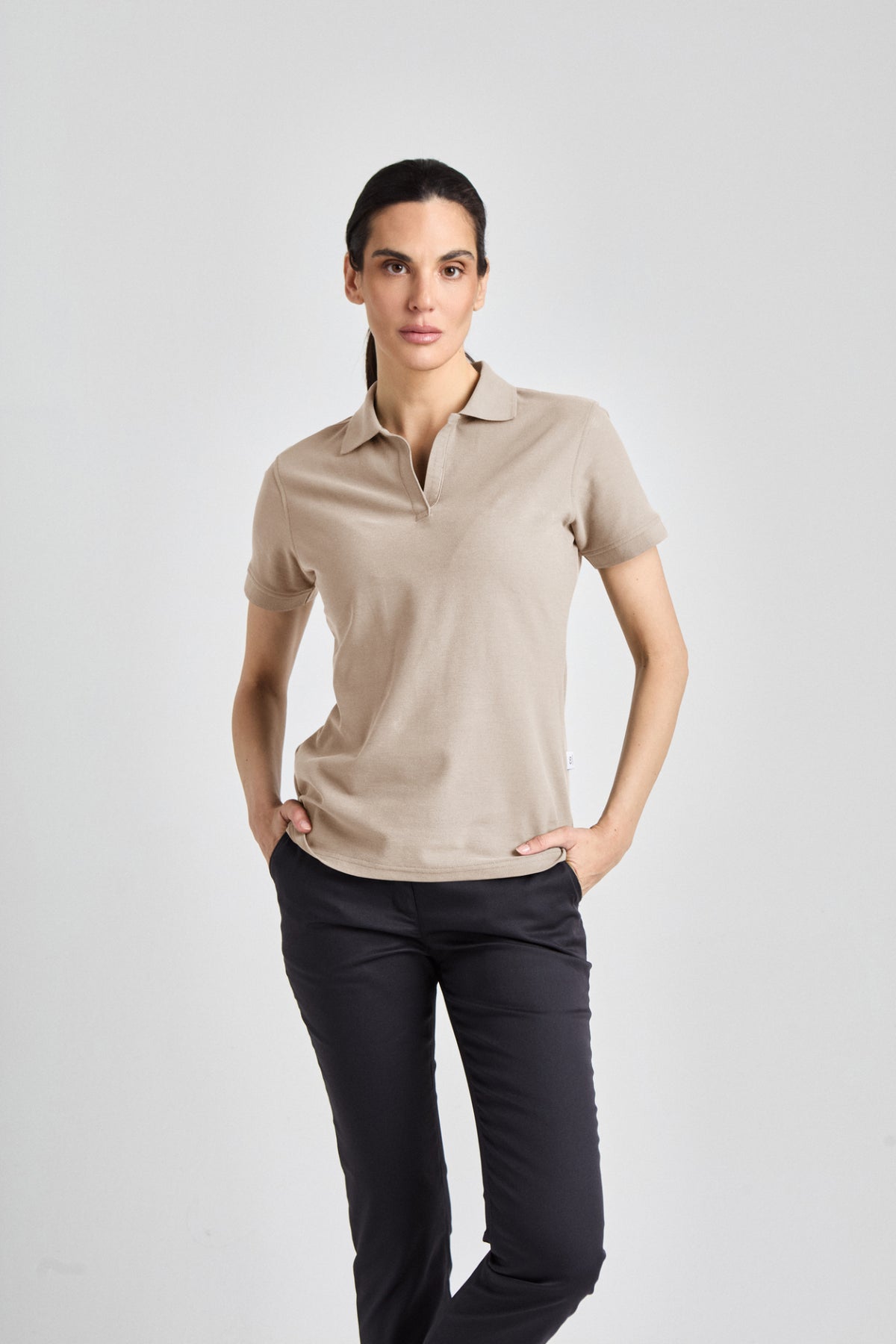 Poloshirt Susa Lady mit offener Knopfleiste – natur – Farbcode 3009 – Bild 1