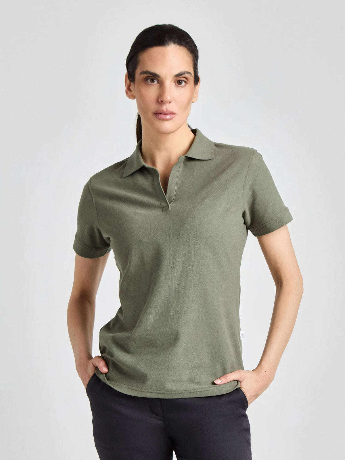 Poloshirt Susa Lady mit offener Knopfleiste – olive – Farbcode 6017 – Bild 1