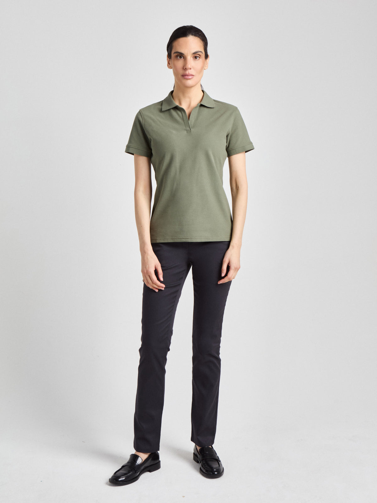 Poloshirt Susa Lady mit offener Knopfleiste – olive – Farbcode 6017 – Bild 3