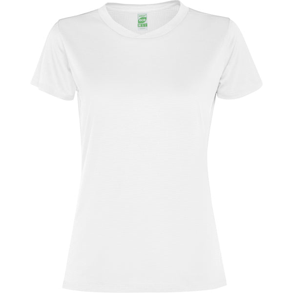 T-SHIRTS SLAM WOMAN – aus Hauptstoff: 100 % recyceltes Polyester. Mesh-Gewebe: 92 % recyceltes Polyester / 8 % Elastan. 100 g/m².
