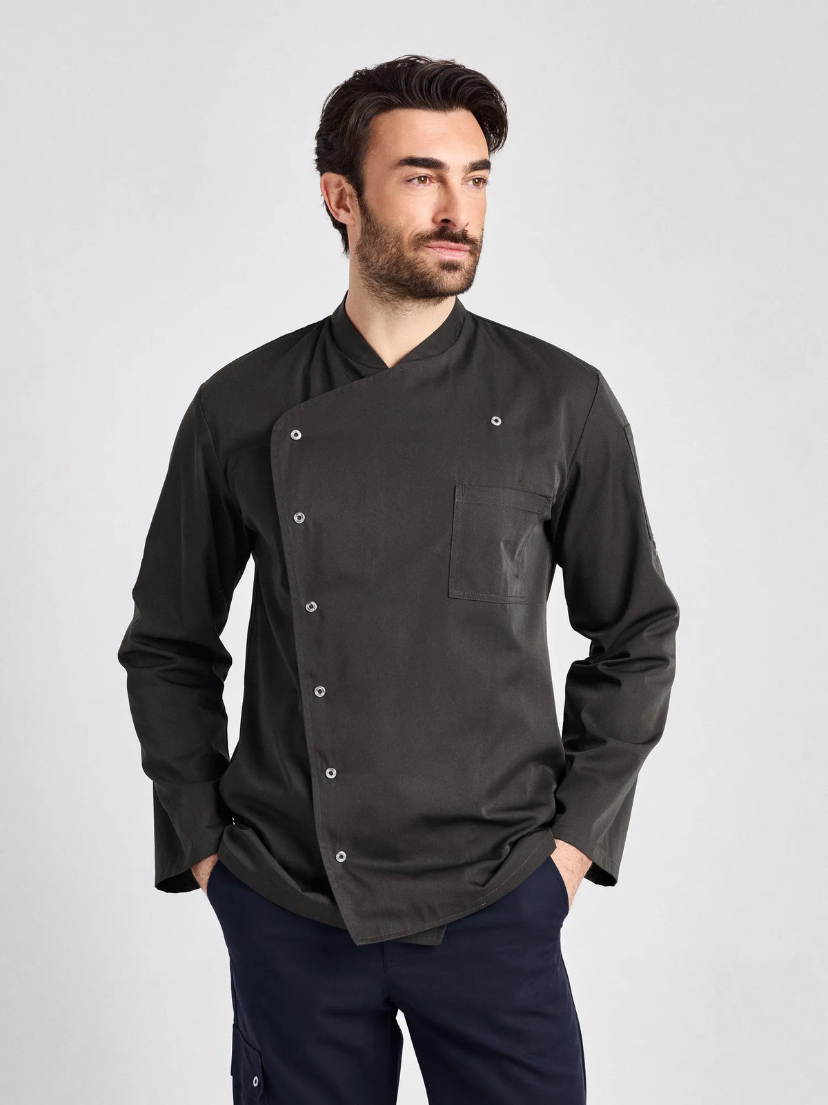 Kochjacke Turin Man Classic mit fixierbaren Ärmeln – raven – Farbcode 1010 – Bild 1