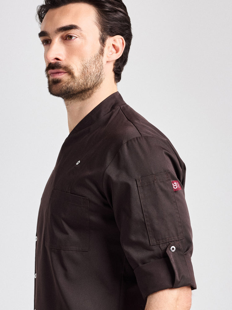 Kochjacke Turin Man Classic mit fixierbaren Ärmeln – chocolate – Farbcode 3005 – Bild 5
