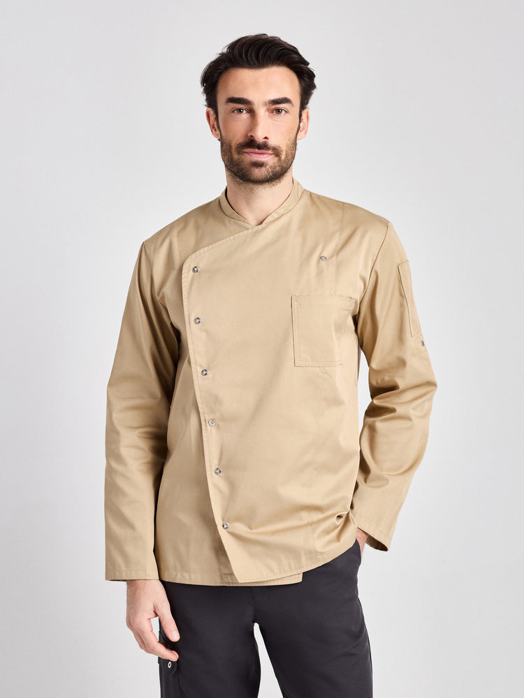 Kochjacke Turin Man Classic mit fixierbaren Ärmeln – khaki – Farbcode 3008 – Bild 1