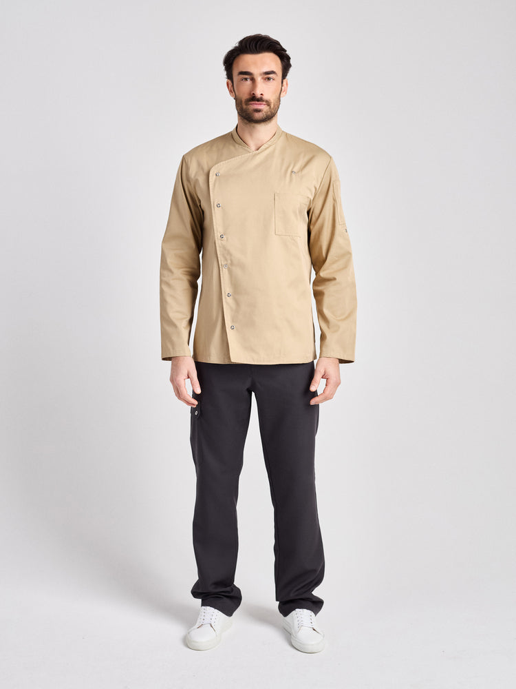 Kochjacke Turin Man Classic mit fixierbaren Ärmeln – khaki – Farbcode 3008 – Bild 3