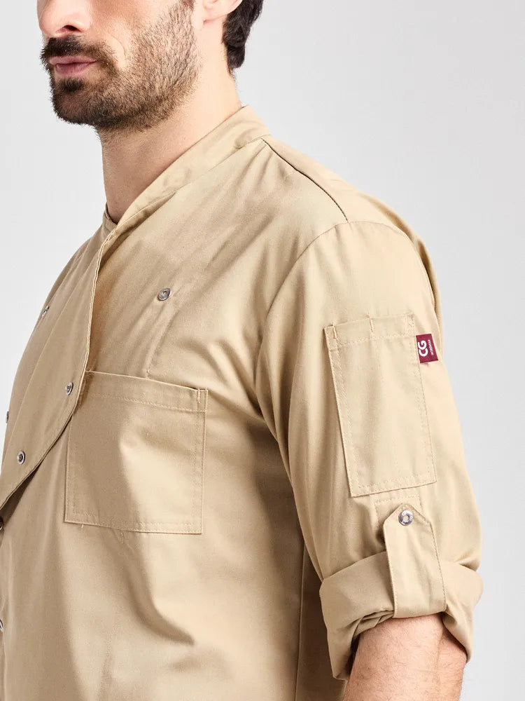 Kochjacke Turin Man Classic mit fixierbaren Ärmeln – khaki – Farbcode 3008 – Bild 5
