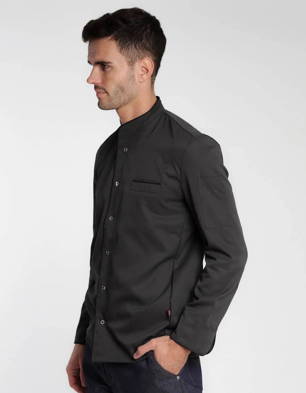 Kochjacke Trapani Man Care mit kontrastfarbiger Paspelierung – raven – Farbcode 1010 – Bild 3