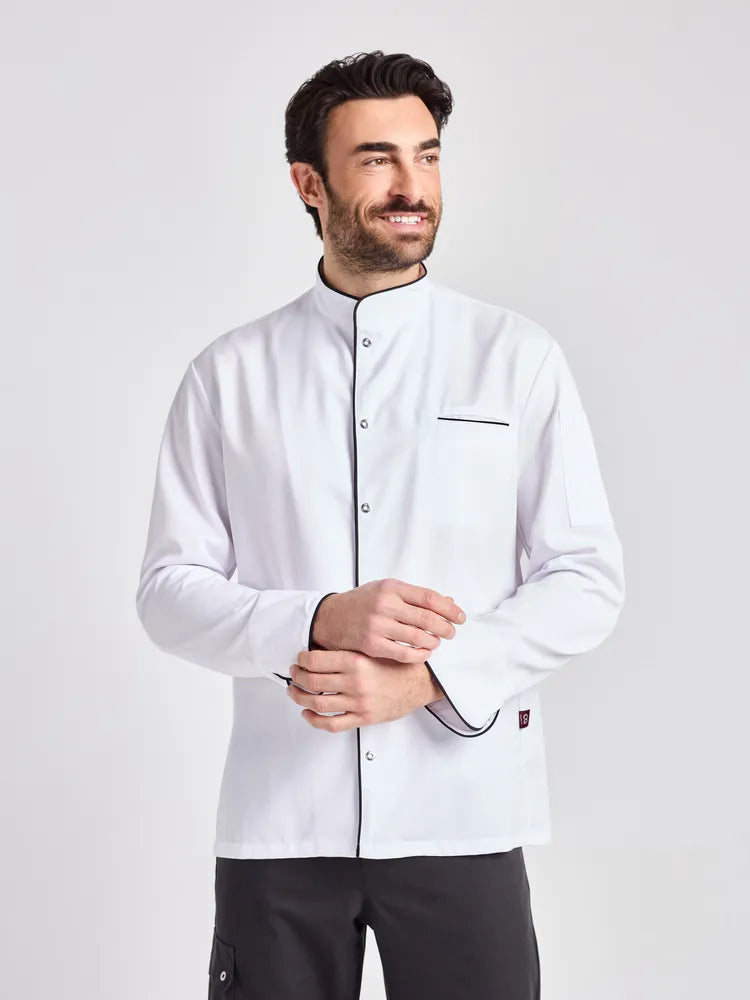 Kochjacke Trapani Man Care mit kontrastfarbiger Paspelierung – weiß – Farbcode 2000 – Bild 1