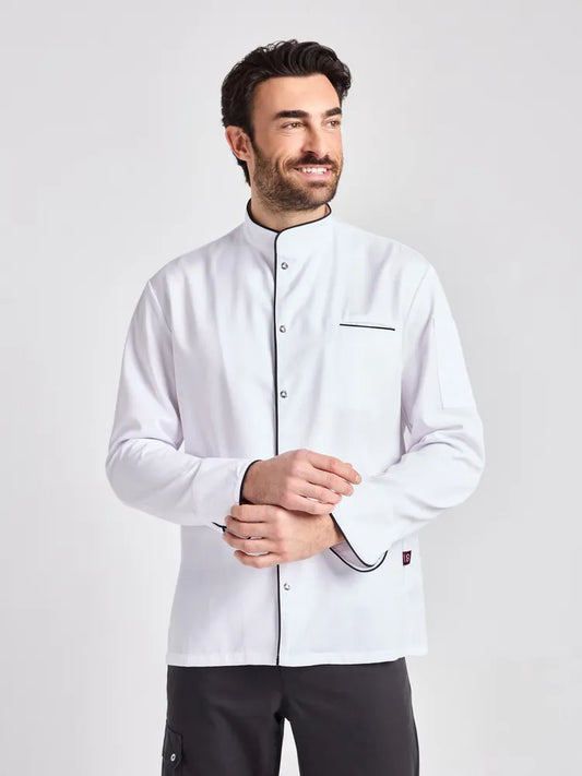 Kochjacke Trapani Man Care mit kontrastfarbiger Paspelierung – weiß – Farbcode 2000 – Bild 1