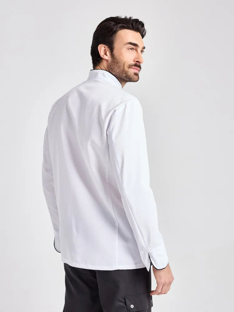 Kochjacke Trapani Man Care mit kontrastfarbiger Paspelierung – weiß – Farbcode 2000 – Bild 4