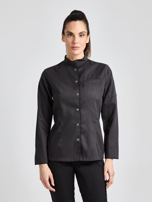 Kochjacke Pistoia Lady Care mit kontrastfarbiger Paspelierung – raven – Farbcode 1010 – Bild 1