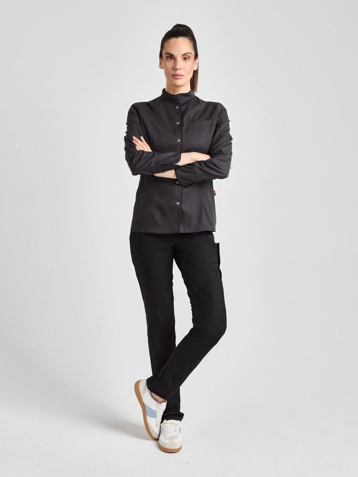Kochjacke Pistoia Lady Care mit kontrastfarbiger Paspelierung – raven – Farbcode 1010 – Bild 3