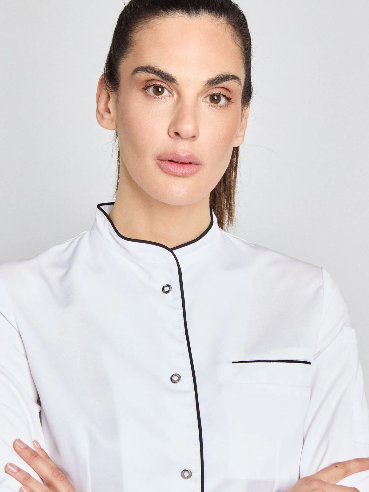 Kochjacke Pistoia Lady Care mit kontrastfarbiger Paspelierung – weiß – Farbcode 2000 – Bild 2