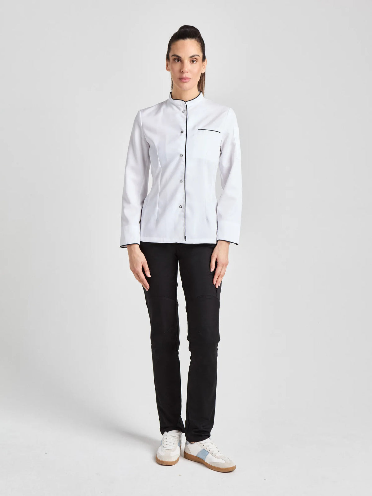 Kochjacke Pistoia Lady Care mit kontrastfarbiger Paspelierung – weiß – Farbcode 2000 – Bild 3