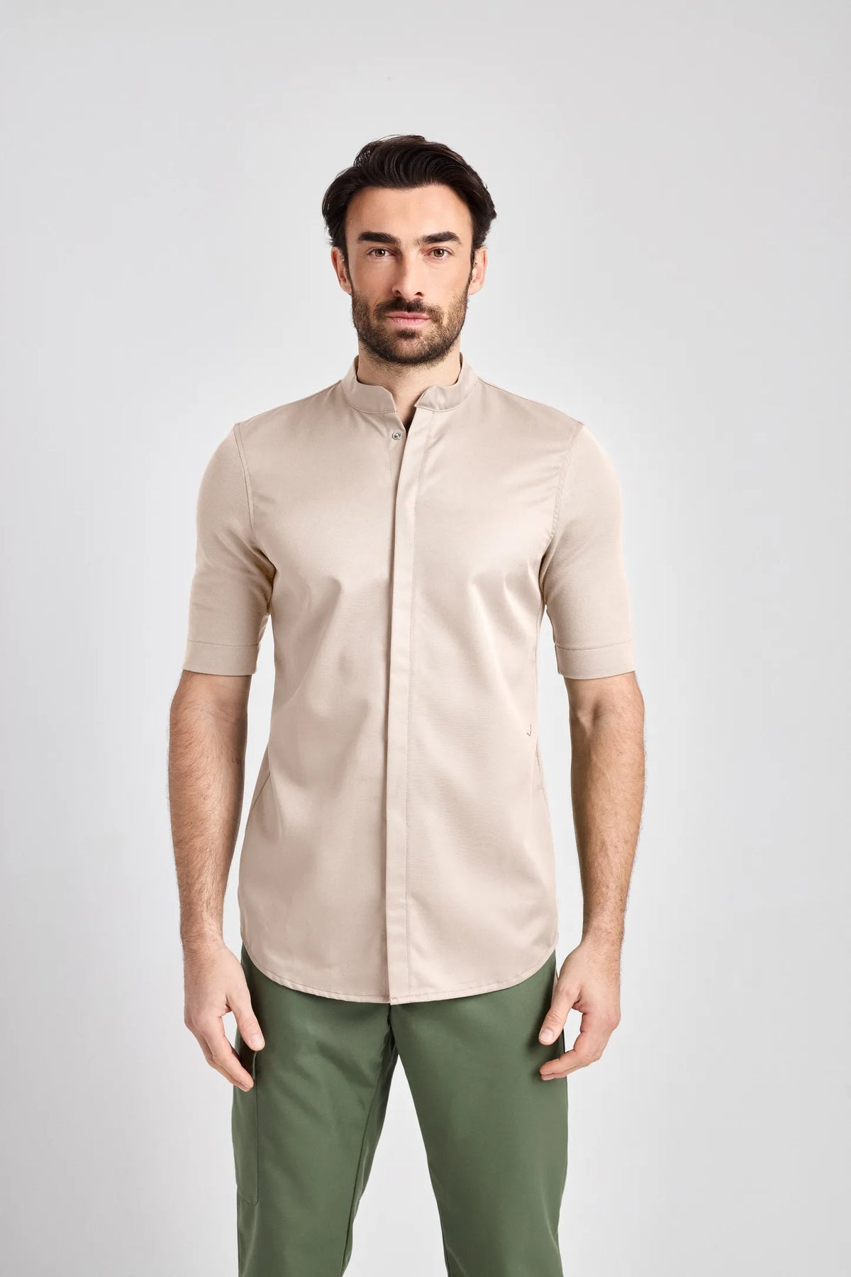 Kurzarmjacke Parla Man Care mit elastischem Jersey – beige – Farbcode 3000 – Bild 1