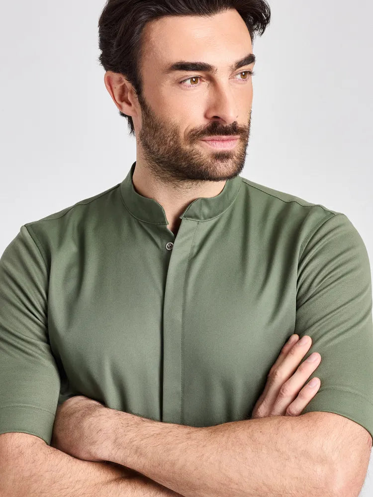 Kurzarmjacke Parla Man Care mit elastischem Jersey – olive – Farbcode 6017 – Bild 2