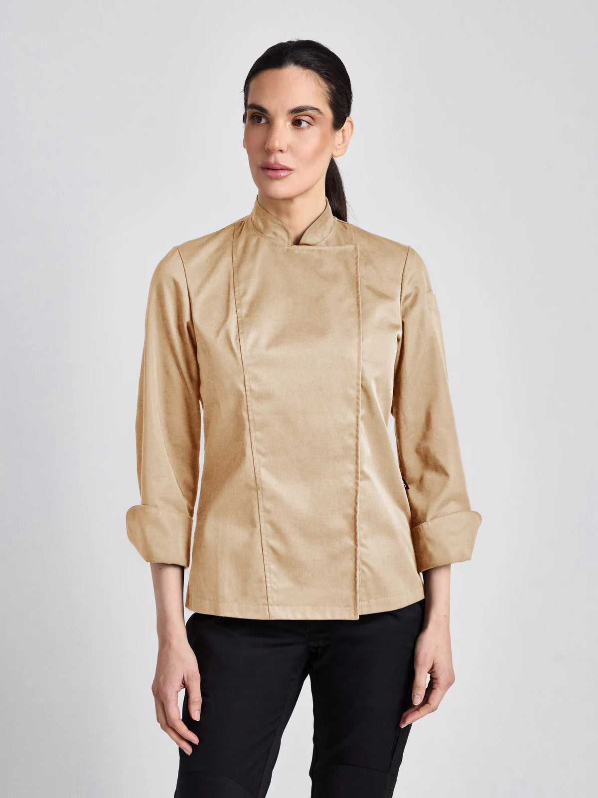 Kochjacke Rimini-Bene Lady Classic mit Ärmeltasche – khaki – Farbcode 3008 – Bild 1