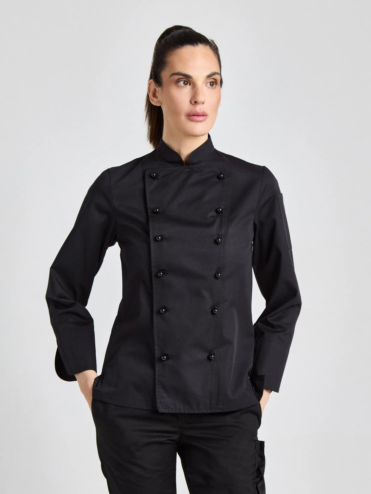 Kochjacke Rimini Lady Classic mit Ärmeltasche – schwarz – Farbcode 1011 – Bild 1