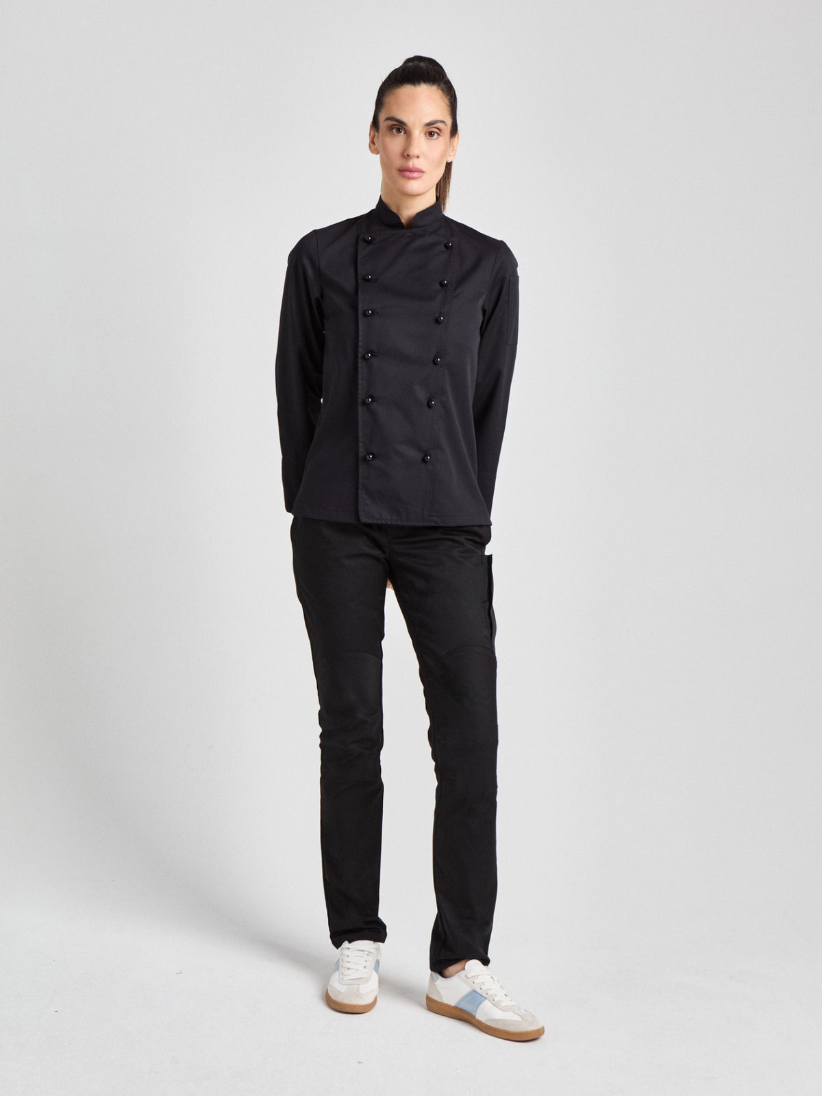 Kochjacke Rimini Lady Classic mit Ärmeltasche – schwarz – Farbcode 1011 – Bild 3