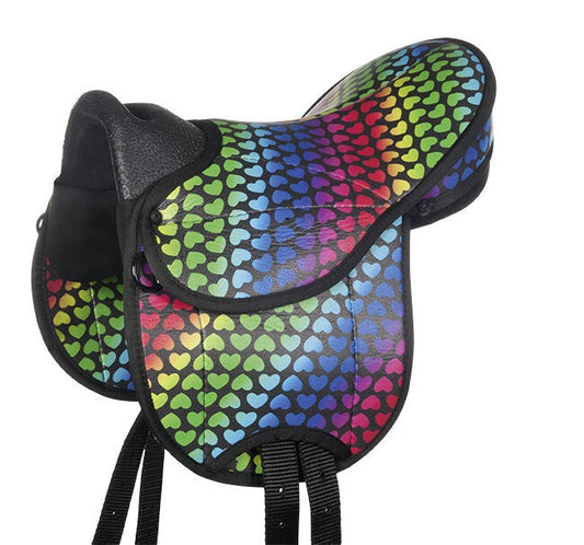 Shettysattel-Set Colourful – inklusive Steigbügelriemen und Steigbügel – Bild 1