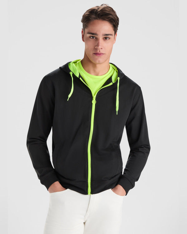 SWEATSHIRTS FUJI – aus Hauptmaterial: 60% Baumwolle / 40% Polyester, 280 g/m².Kapuz Innenfutter: 100% mikroperforiertes Polyester.Farbe Melange-Grau 58: 85% Baumwolle / 15% Viskose. – Bild 3