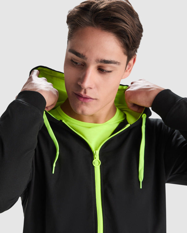 SWEATSHIRTS FUJI – aus Hauptmaterial: 60% Baumwolle / 40% Polyester, 280 g/m².Kapuz Innenfutter: 100% mikroperforiertes Polyester.Farbe Melange-Grau 58: 85% Baumwolle / 15% Viskose. – Bild 4