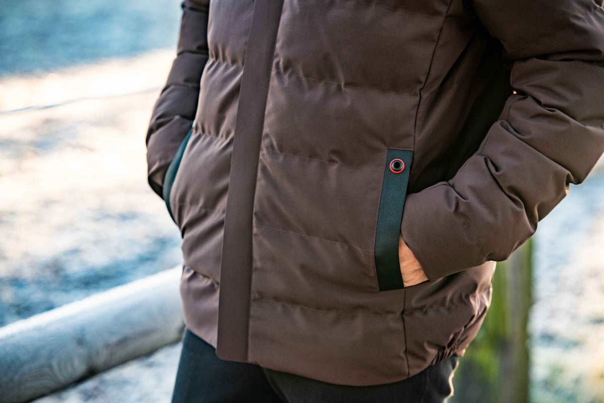 Herren-Steppjacke Hamburg – seitliche Druckknopftaschen – Bild 10