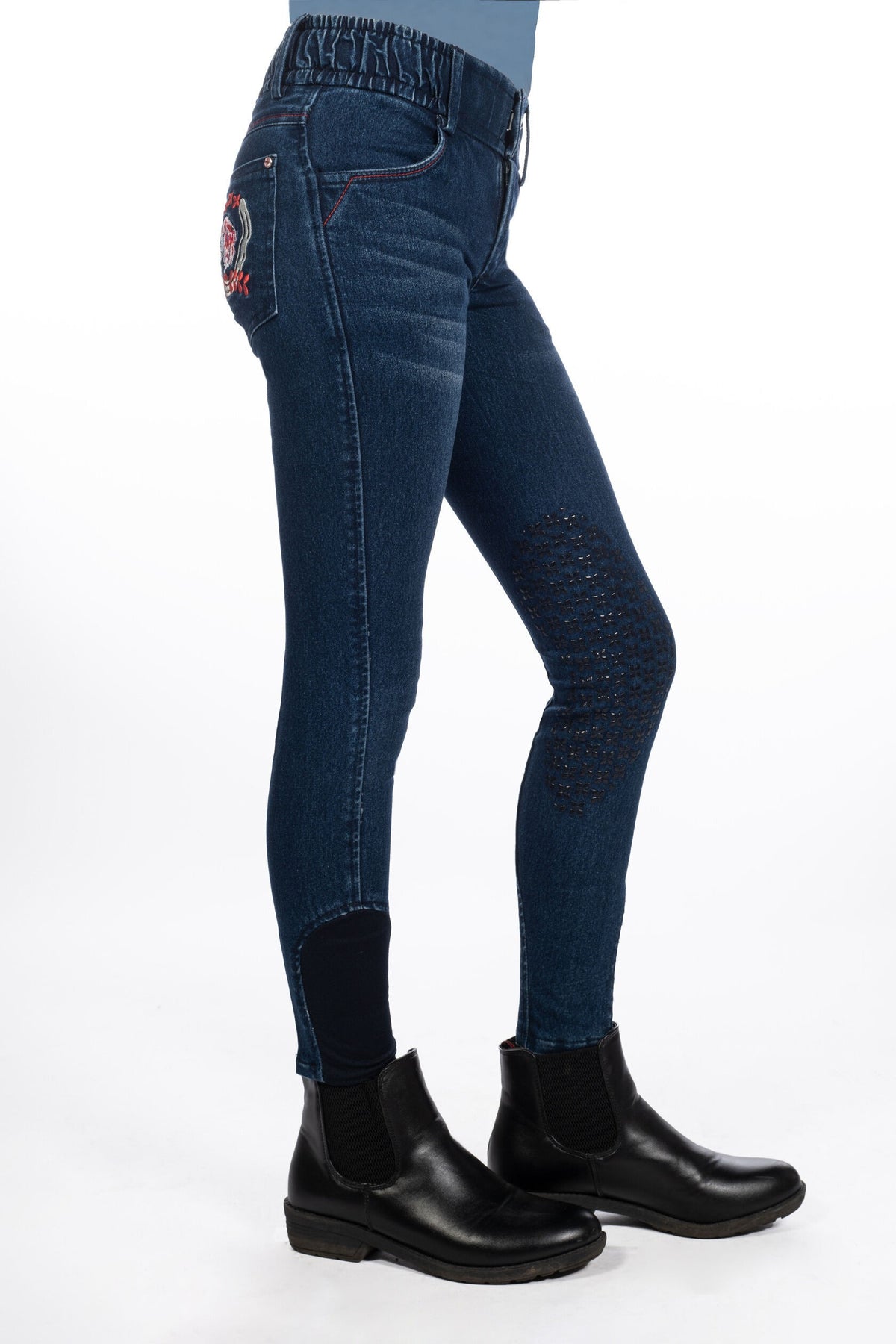 Reithose Aymee Denim – Silikon-Kniebesatz – Bild 3