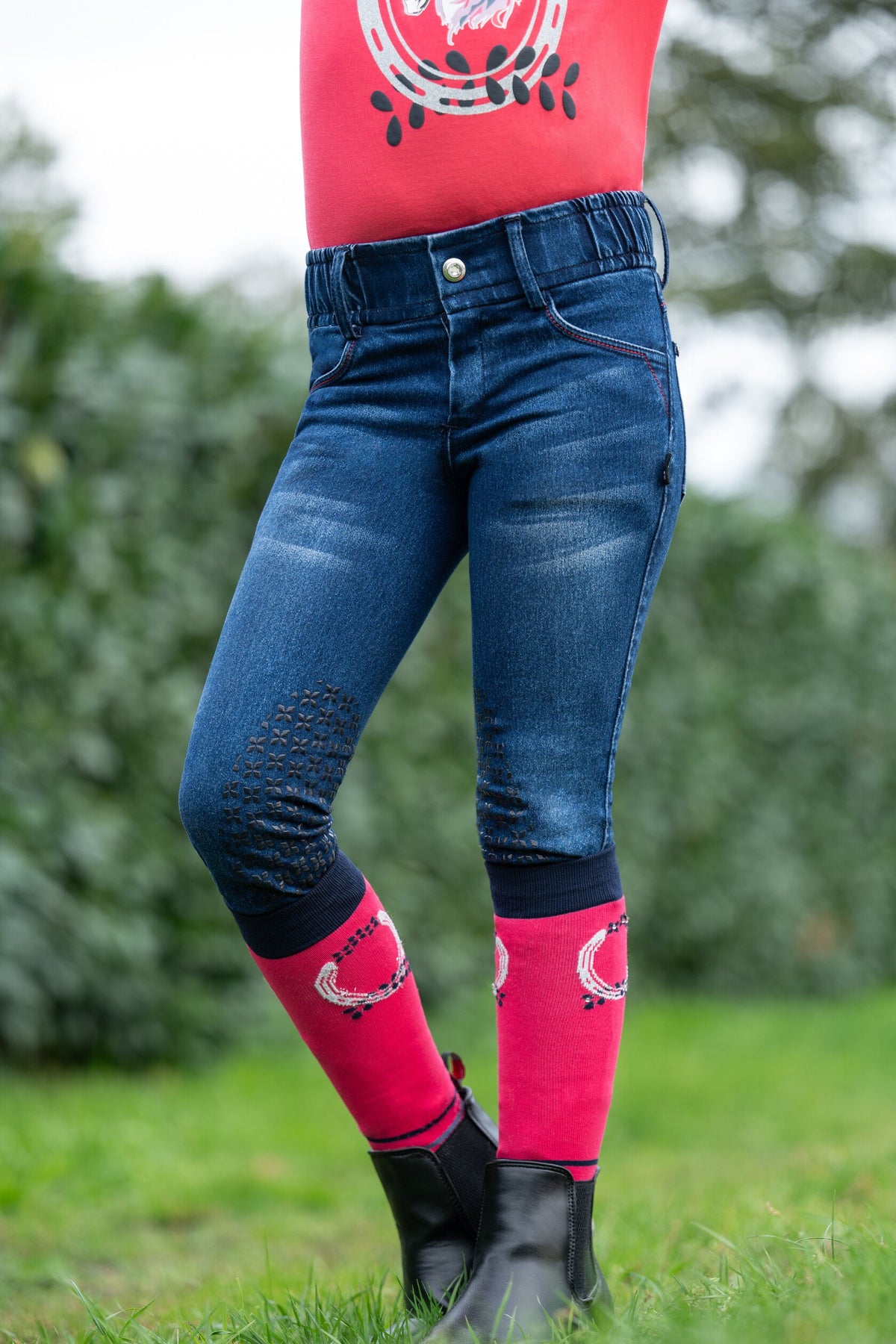 Reithose Aymee Denim – Silikon-Kniebesatz – Bild 12