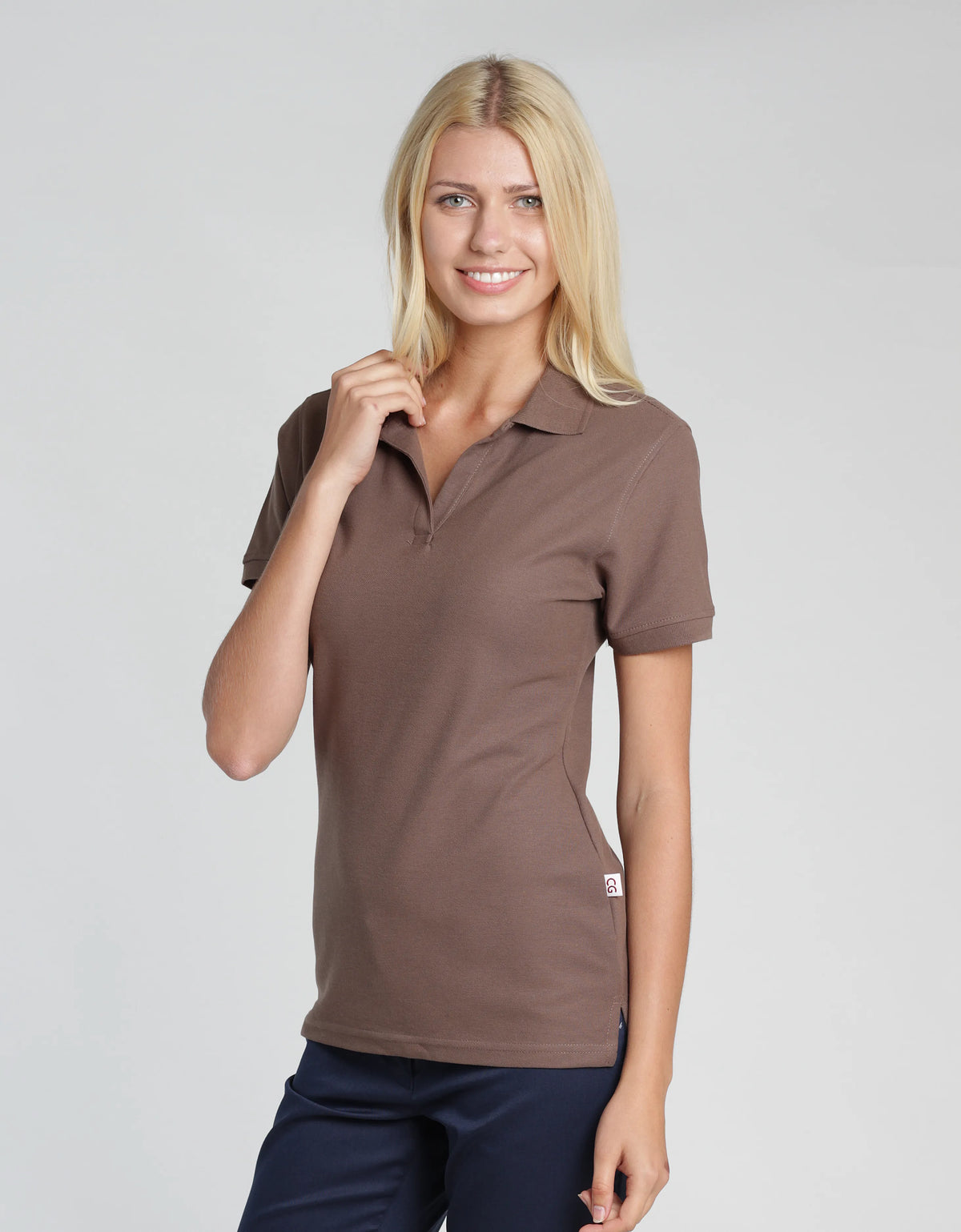 Poloshirt Susa Lady mit offener Knopfleiste – taupe – Farbcode 3013 – Bild 5