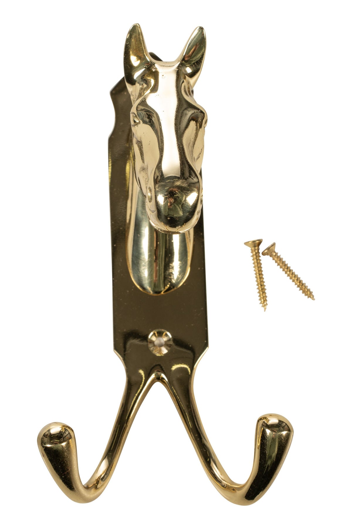 Pferdekopf-Halterung mit doppelten Haken, Messing 15173 – aus massivem Messing – Bild 1