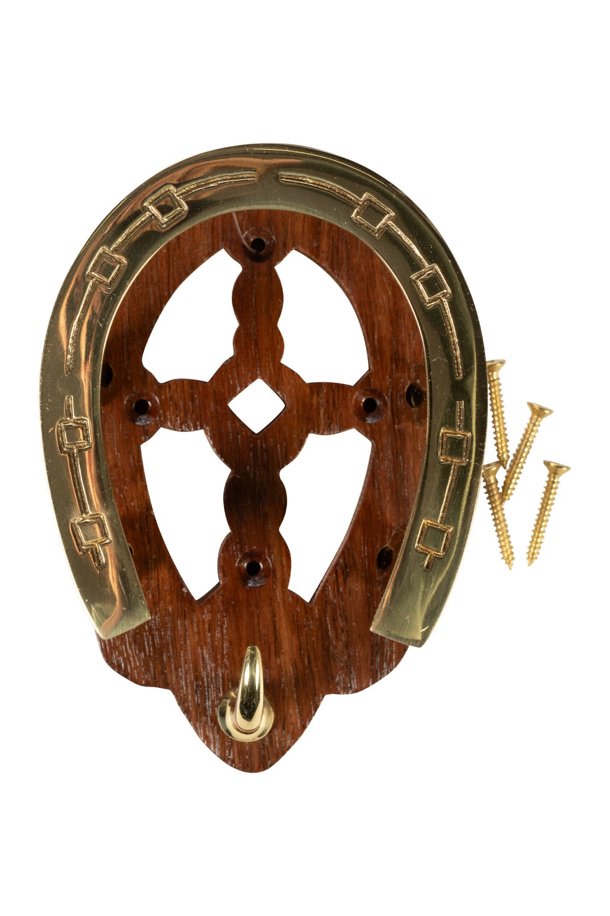 Trensenhalter Hufeisen – aus Holz und Messing – Bild 1