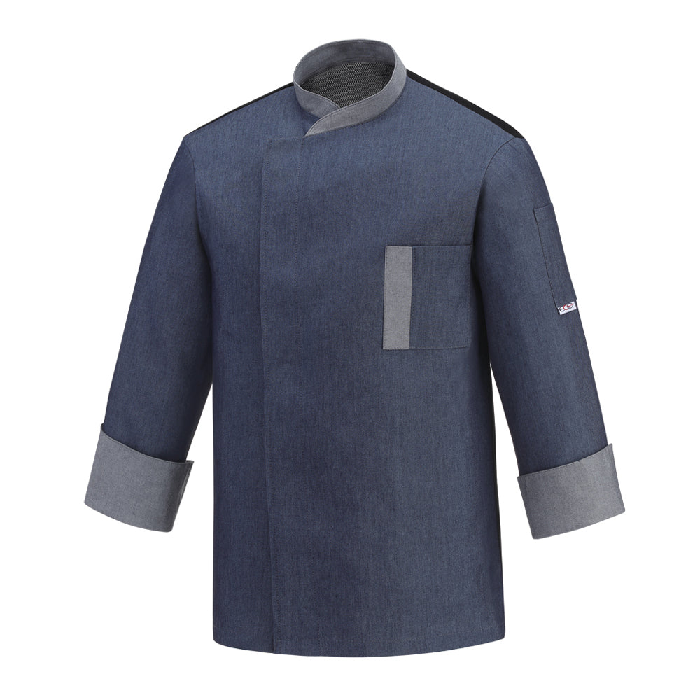 Unisex-Kochjacke Twins – Jeansblau – Bild 1