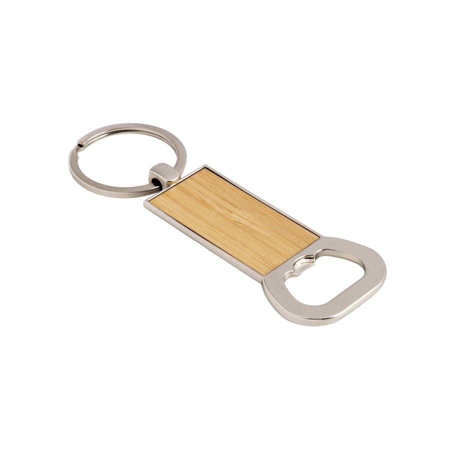 Schlüsselanhänger mit Flaschenöffner aus Bamboo + metallo