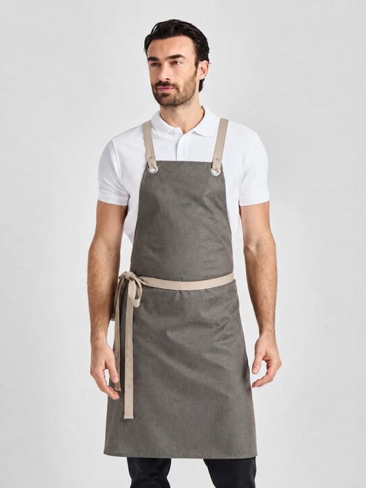 Latzschürze Potenza X Melange 90 × 71 cm mit auswechselbaren Bändern – Braun-Melange – Farbcode 3017 – Bild 1