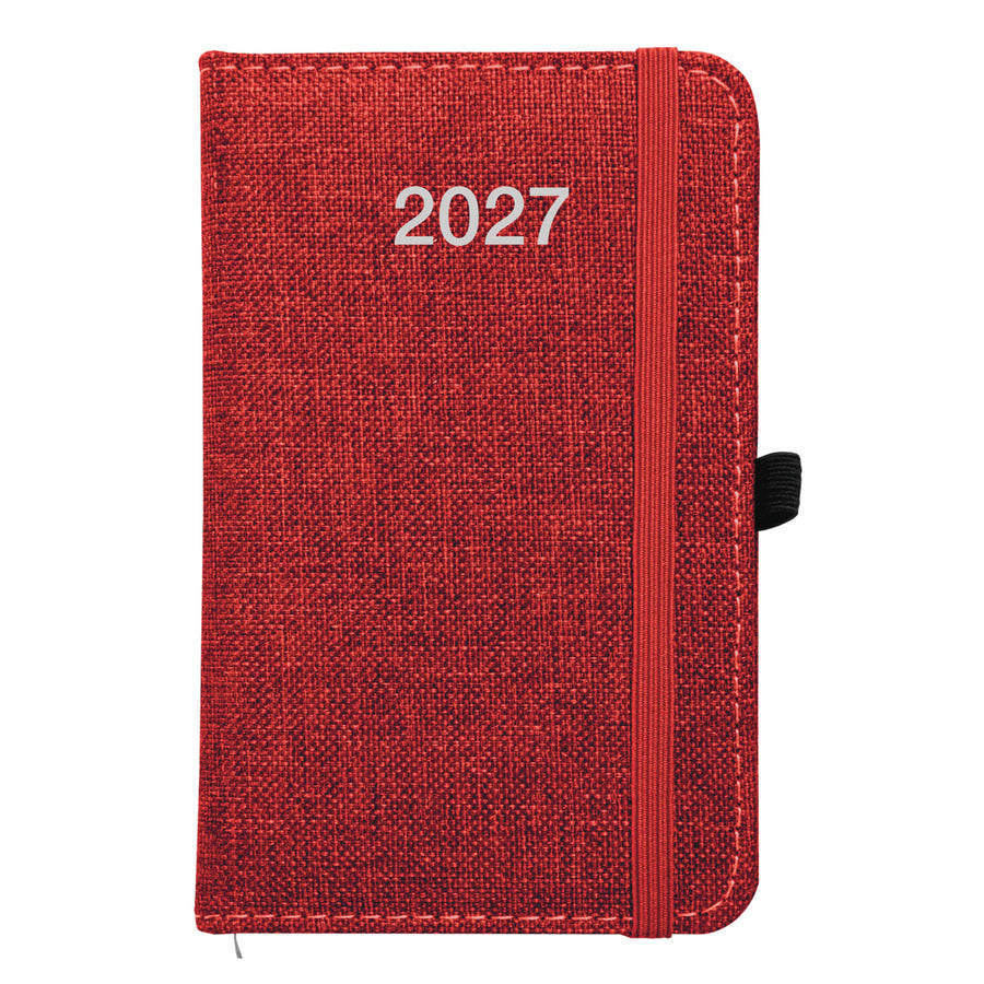 Agenda tascabile settimanale 2027, copertina rigida in PET riciclato con effetto mélange aus Rpet - 64 g/m2