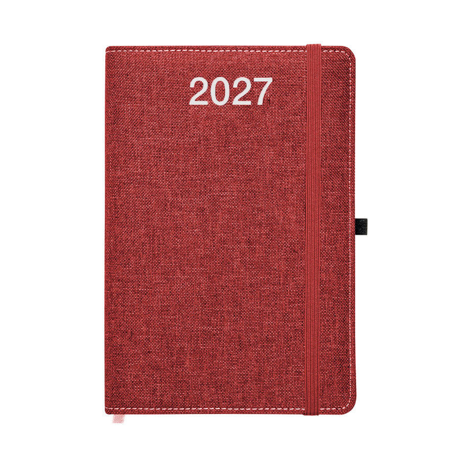 Agenda settimanale 2027, copertina rigida in PET riciclato con effetto mélange aus Rpet - 64 g/m2