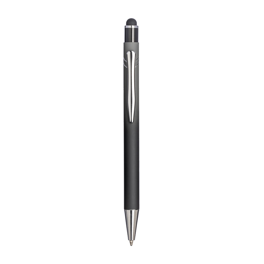 Penna a scatto in alluminio gommato. Fusto sfumato, clip e particolari metallizzati aus Alluminio
