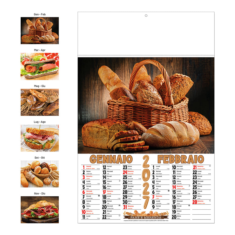 Calendario 2027 da parete mensile, 6 fogli illustrati in carta patinata da 130 g/m aus Paper - 6 g/m2