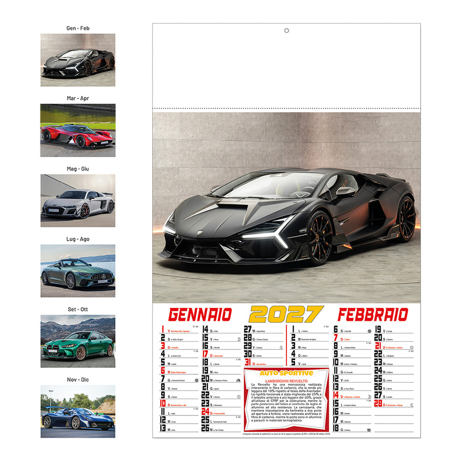 Calendario 2027 da parete mensile, 6 fogli illustrati in carta patinata da 130 g/m aus Paper - 6 g/m2