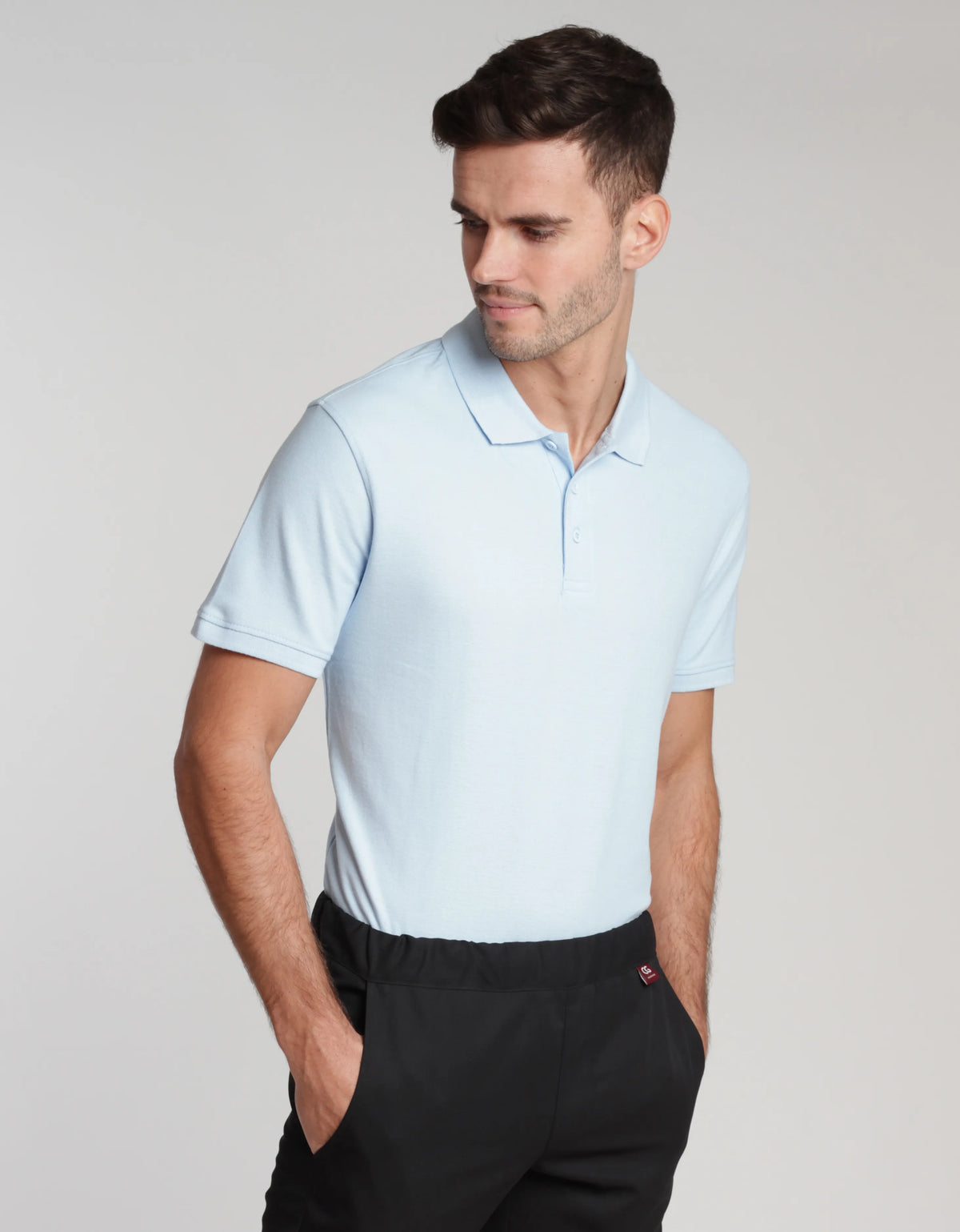 Poloshirt Iseo Man mit Strickkragen – hellblau – Farbcode 5005 – Bild 4