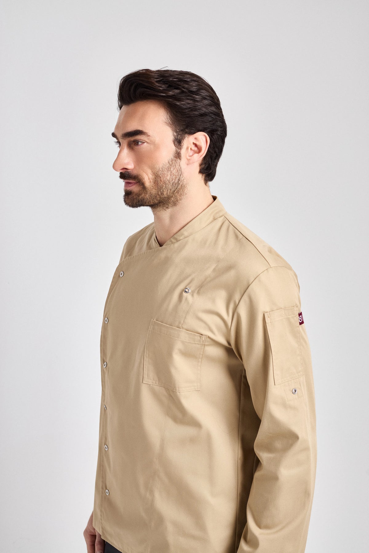 Kochjacke Turin Man Classic mit fixierbaren Ärmeln – khaki – Farbcode 3008 – Bild 2