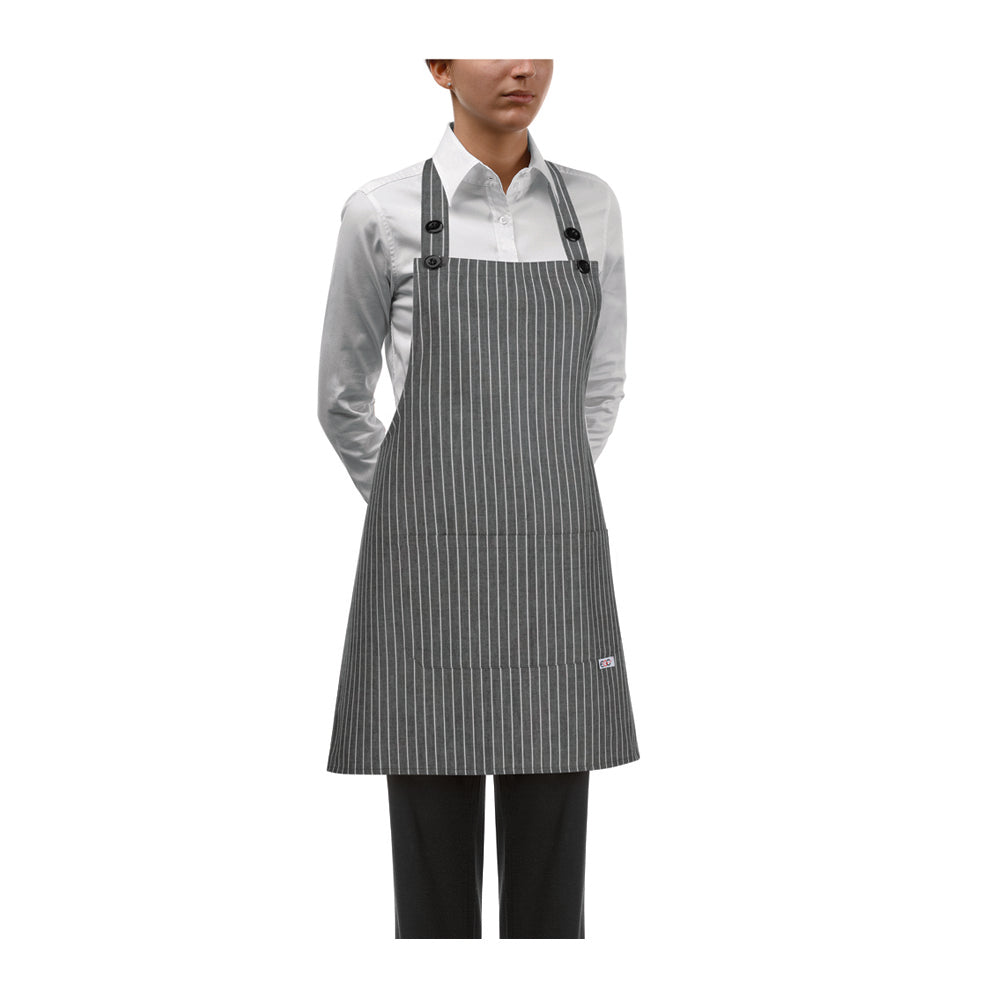 Damen-Gastronomie-Schürze Short Bip Apron – New grey stripe – Bild 1