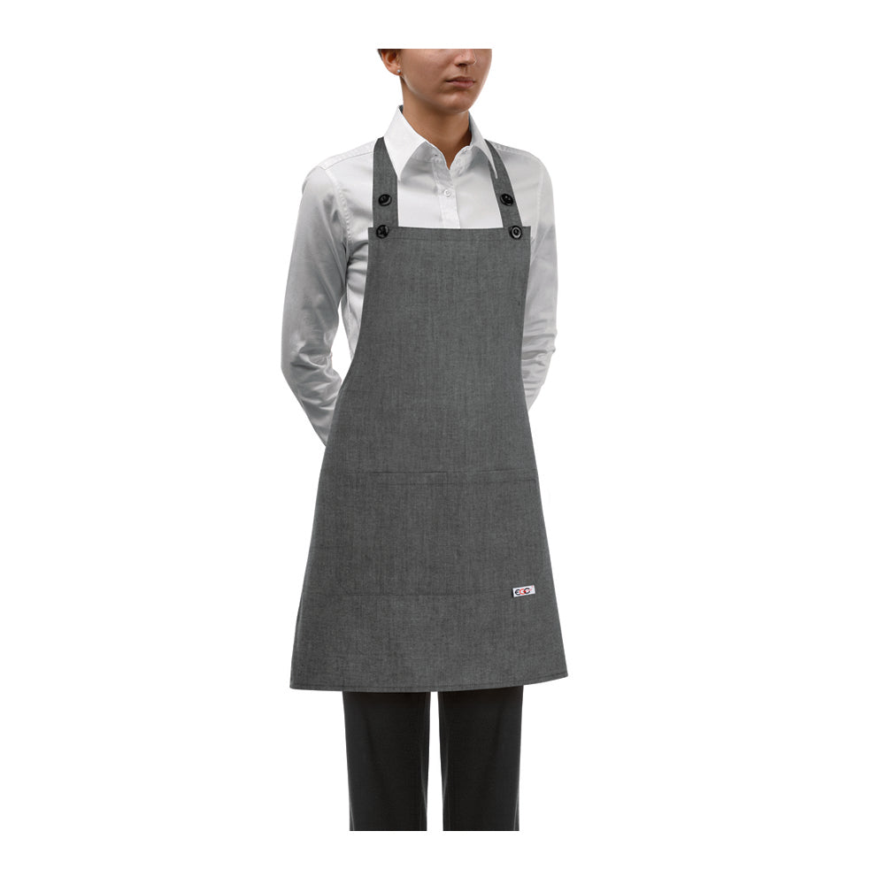 Damen-Gastronomie-Schürze Short Bip Apron – Graumeliert – Bild 1